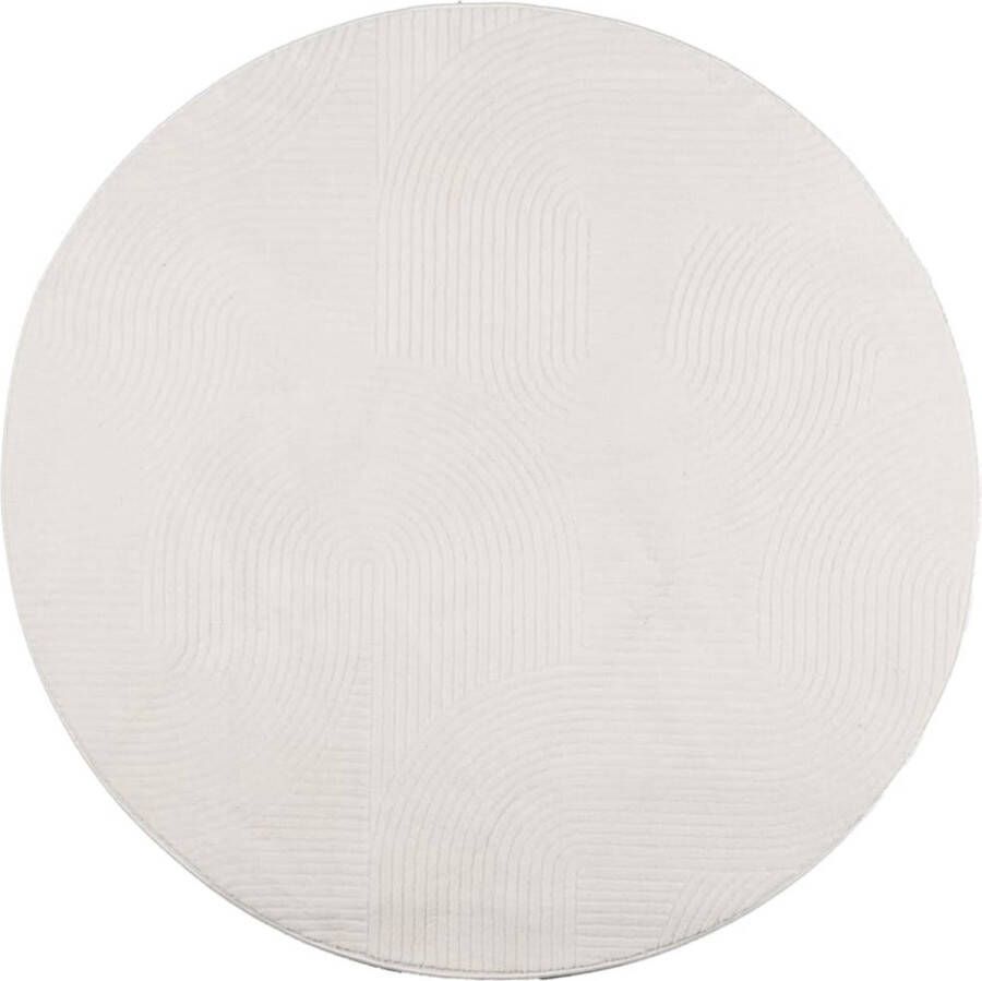 VidaXL Vloerkleed IZA laagpolig Scandinavisch Ã 120 cm crÃ¨mekleurig