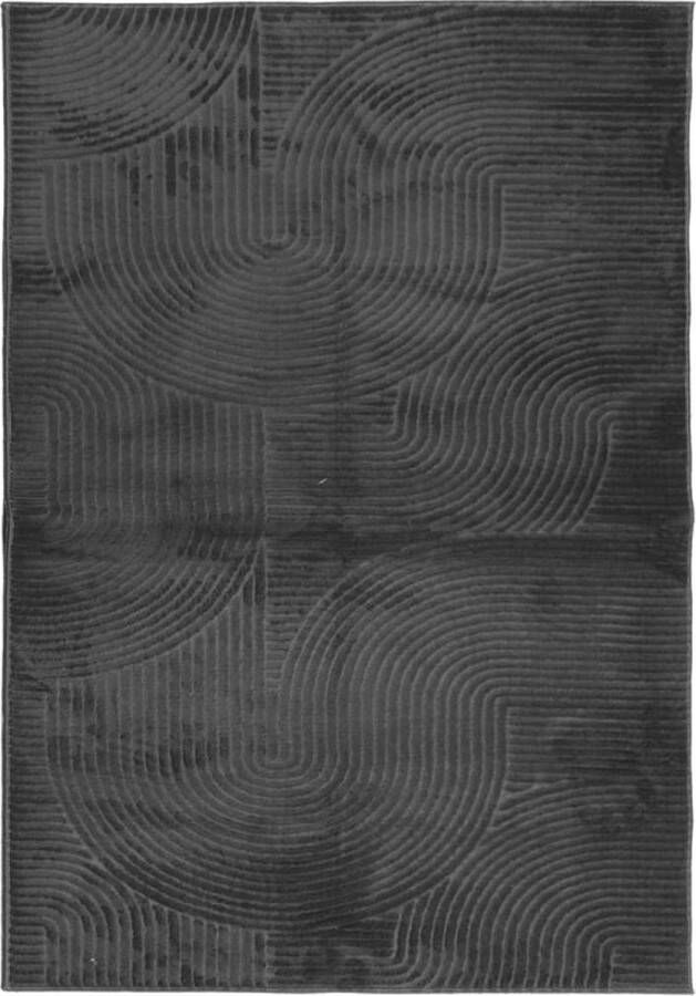 The Living Store IZA Vloerkleed 120 x 170 cm Antraciet 100% polyester laag-hoog patroon Vloerkleed Antraciet Polyester Modern Zacht - Foto 2