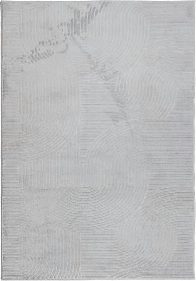 The Living Store Vloerkleed IZA laagpolig Scandinavisch 140x200 cm grijs Vloerkleed Geometric Pattern 3d Effect Grijs Vloerkleed Zacht Vloerkleed - Foto 2