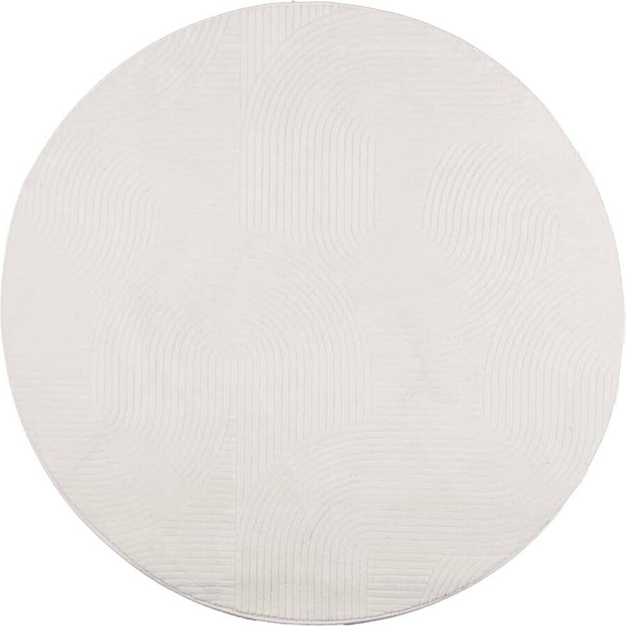 VidaXL Vloerkleed IZA laagpolig Scandinavisch Ã 160 cm crÃ¨mekleurig