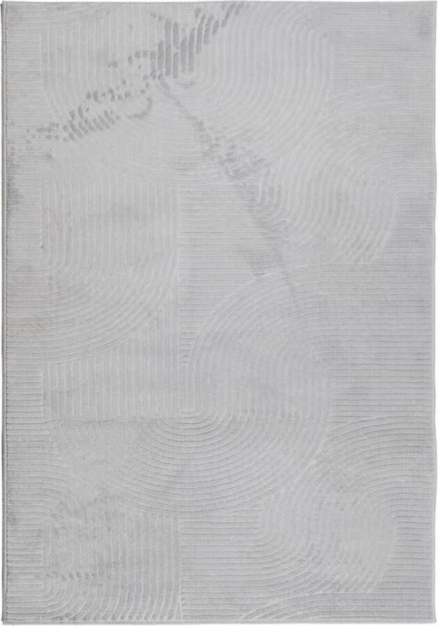 The Living Store Vloerkleed IZA laagpolig Scandinavisch 160x230 cm grijs Vloerkleed Geometric Pattern 3d Effect Grijs Vloerkleed Polyester Vloerkleed - Foto 2
