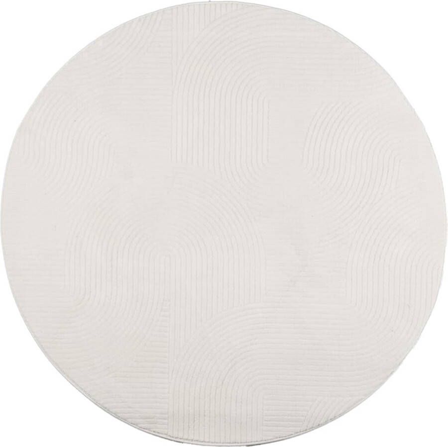 VidaXL Vloerkleed IZA laagpolig Scandinavisch Ã 200 cm crÃ¨mekleurig