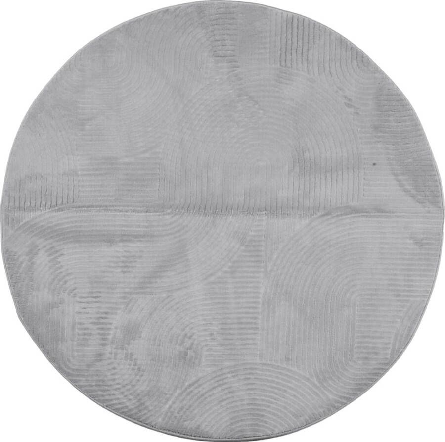 VidaXL -Vloerkleed-IZA-laagpolig-Scandinavisch-Ø-200-cm-grijs