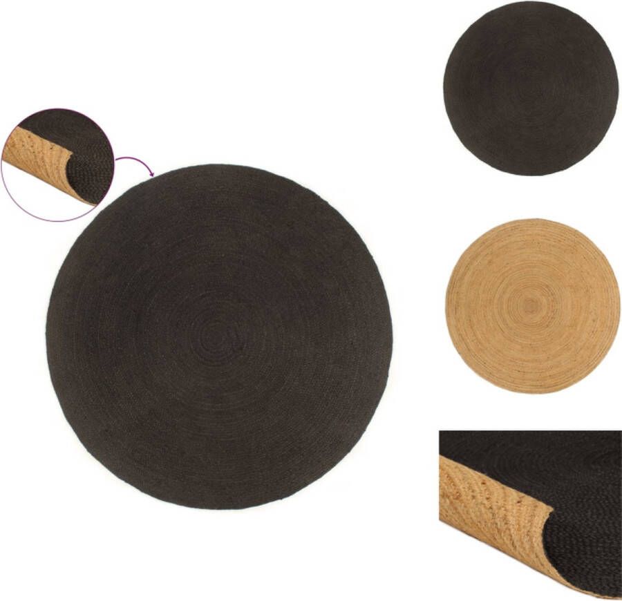 vidaXL Vloerkleed Jute Omkeerbaar Trendy 150 cm diameter Vloerkleed