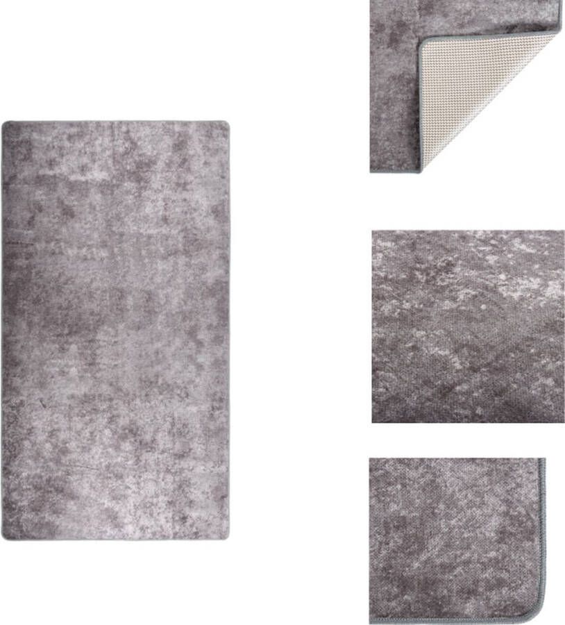 VidaXL Vloerkleed Karakteristiek Vloermat Afmeting- 190 x 300 cm Kleur- Grijs Materiaal- 100% polyester Ken- Antislip Vloerkleed