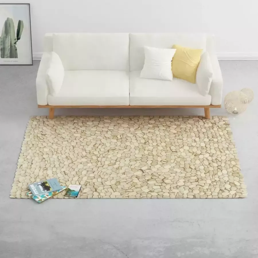 VidaXL -Vloerkleed-kiezel-160x230-cm-wolvilt-beige grijs bruin - Foto 2