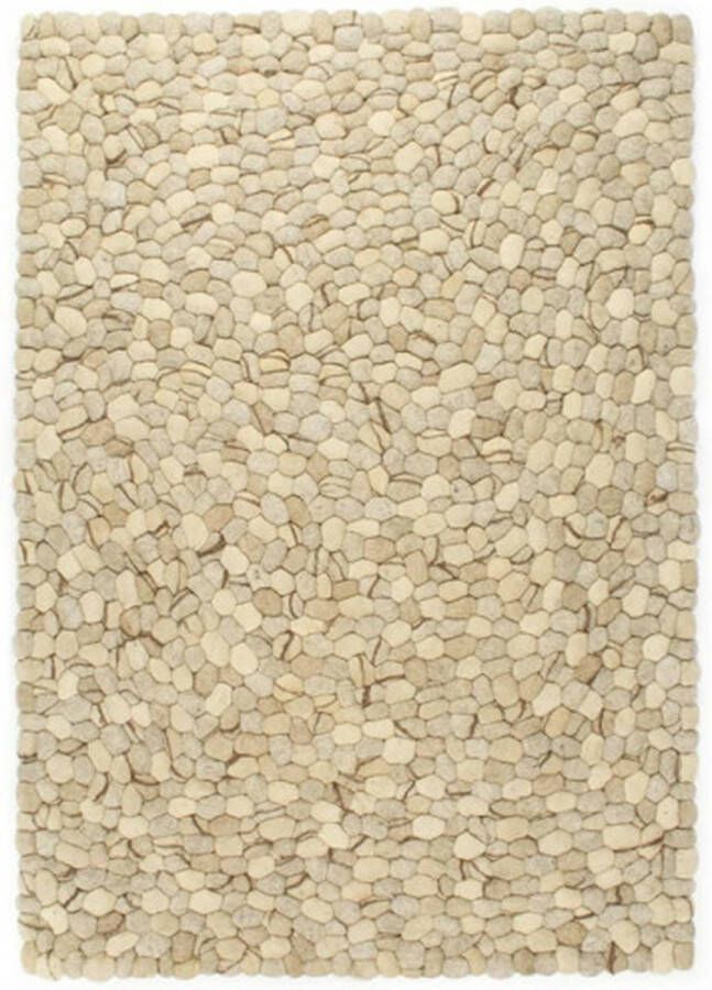 VidaXL -Vloerkleed-kiezel-160x230-cm-wolvilt-beige grijs bruin - Foto 1