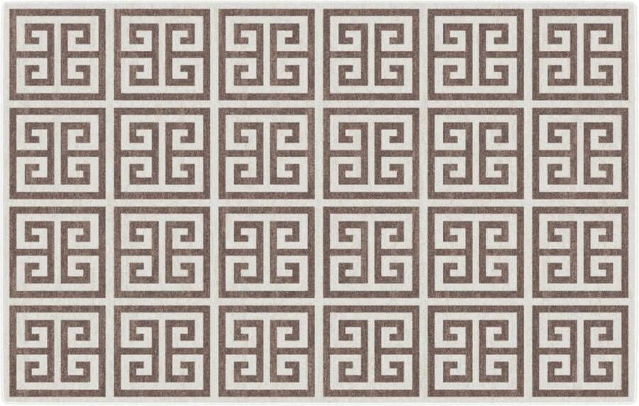 The Living Store Vloerkleed Binnen Buiten 190 x 300 cm Meerkleurig DuPont Polyester Anti-slip Vloerkleed Binnen Vloerkleed Buiten Tapijten Multifunctioneel Modern Vloerkleed Bruine Vloerkleed - Foto 3