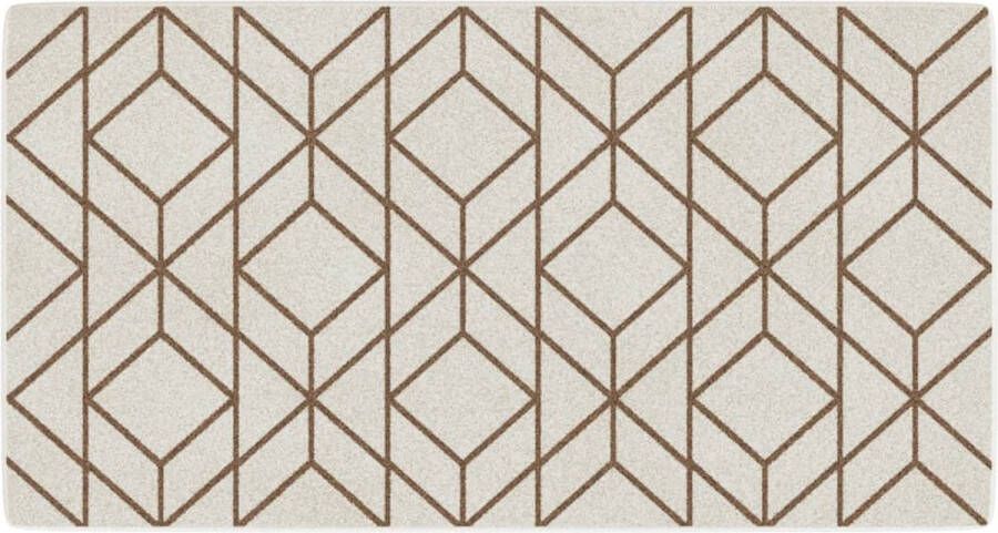 The Living Store Geometric Vloerkleed 80 x 150 cm Meerkleurig Sorona Dupont en Polyester Vloerkleed Geometric Design Multicoloured Rug Beige Vloerkleed Indoor Outdoor Carpet - Foto 2