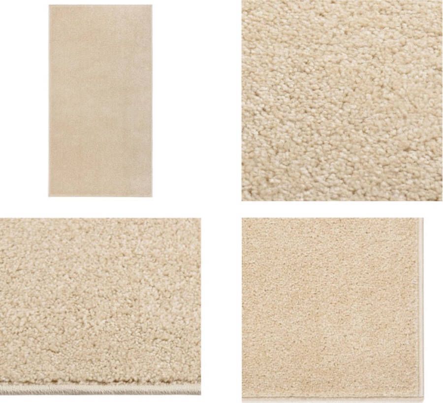 VidaXL Vloerkleed kortpolig 80x150 cm beige Vloerkleed Vloerkleden Kleed Loper