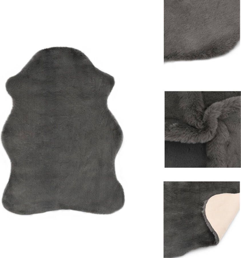 VidaXL Vloerkleed Kunstkonijnenbont 65x95 cm Donkergrijs Vloerkleed