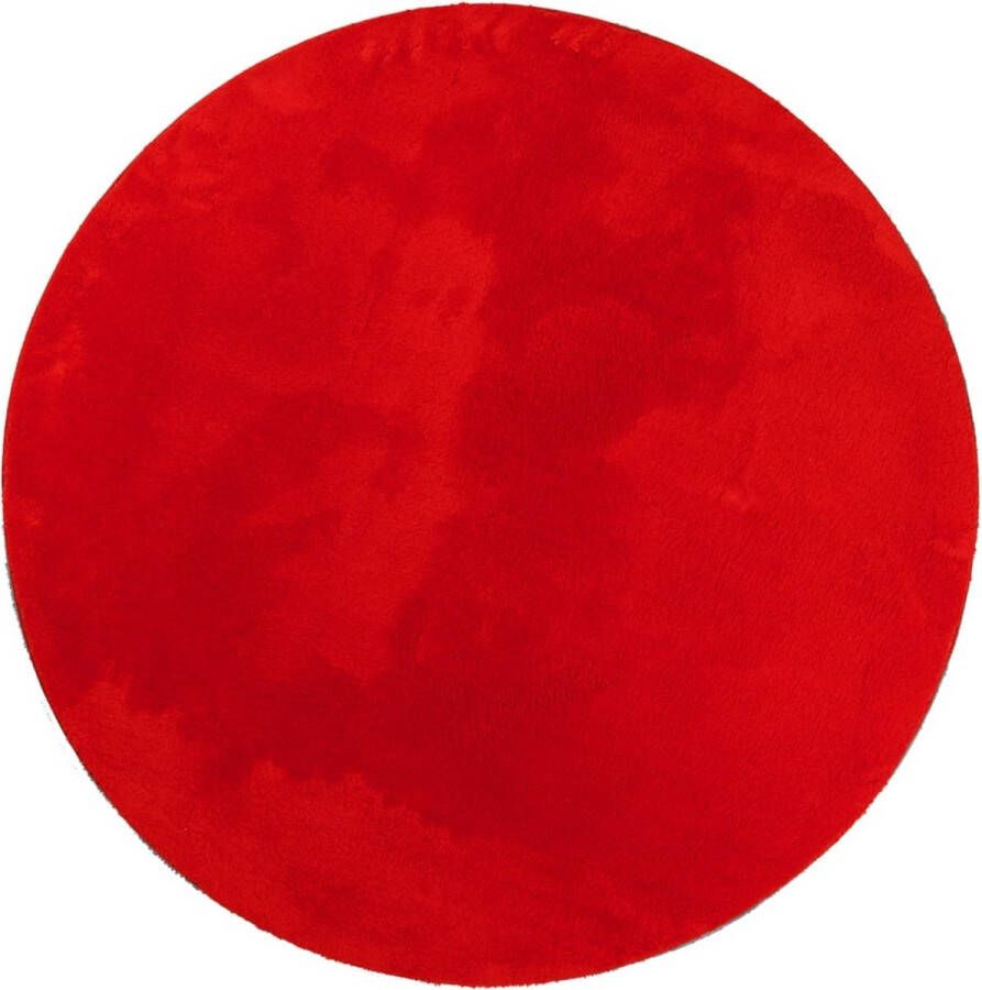 VidaXL -Vloerkleed-HUARTE-laagpolig-zacht-wasbaar-Ø-120-cm-rood