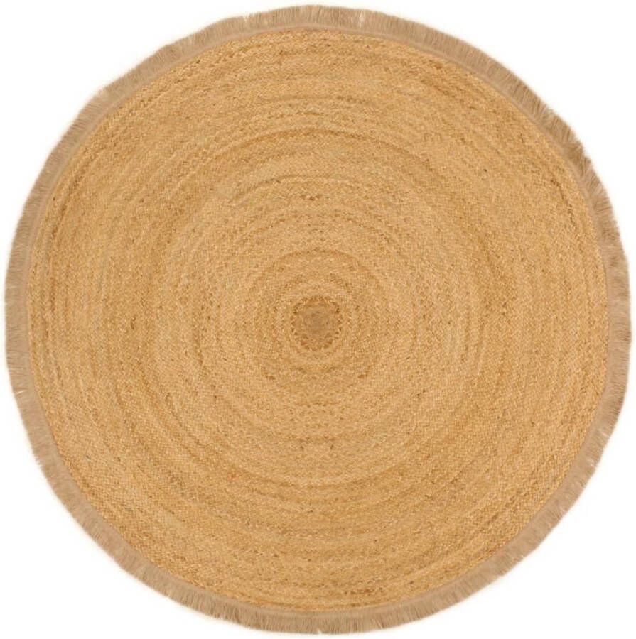 vidaXL Vloerkleed met ruche-rand gevlochten rond 90 cm jute