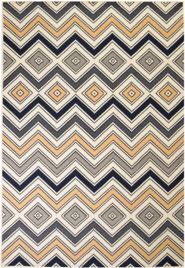 VidaXL Vloerkleed modern zigzag ontwerp 120x170 cm bruin zwart blauw