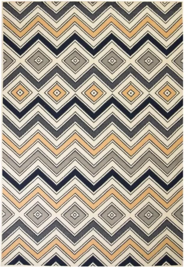 VidaXL Vloerkleed modern zigzag ontwerp 160x230 cm bruin zwart blauw