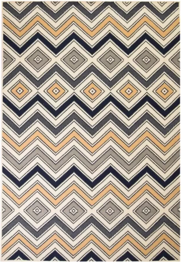 VidaXL Vloerkleed modern zigzag ontwerp 80x150 cm bruin zwart blauw