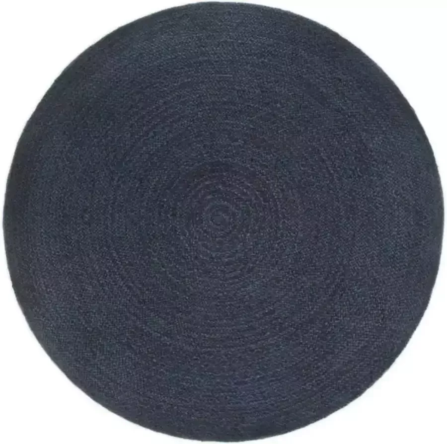 VidaXL -Vloerkleed-omkeerbaar-rond-150-cm-jute-marineblauw-en-naturel