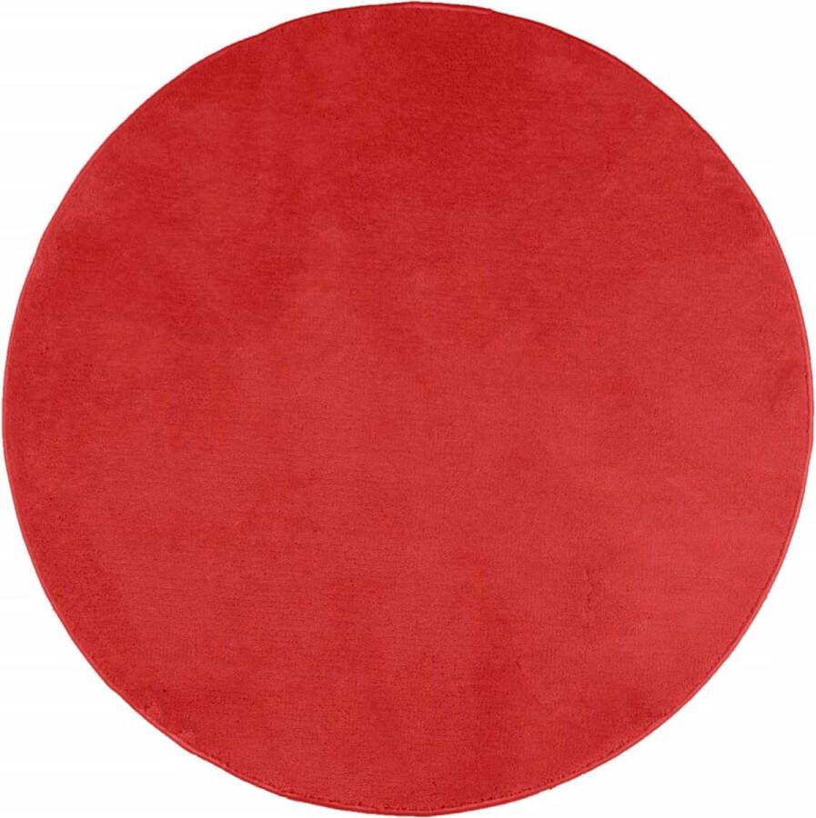VidaXL -Vloerkleed-OVIEDO-laagpolig-Ø-100-cm-rood