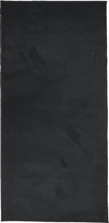 The Living Store Vloerkleed OVIEDO laagpolig 100x200 cm zwart Vloerkleed Tapijt Badstof Look Zacht Modern