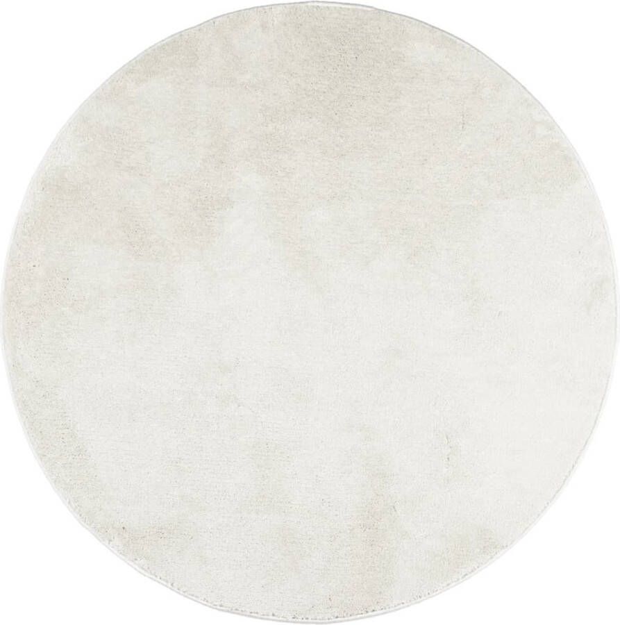 The Living Store Vloerkleed OVIEDO laagpolig Ø 100 cm crèmekleurig Vloerkleed Tapijt Kamerdecoratie Zacht Vloerkleed Rond Vloerkleed