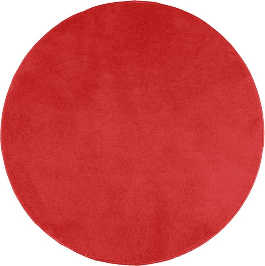 The Living Store OVIEDO Vloerkleed 120 cm Rood Polyester 12.5 mm Duurzaam en veilig Vloerkleed Tapijt Kamerdecoratie Rode Vloerkleed Ronde Vloerkleed - Foto 2