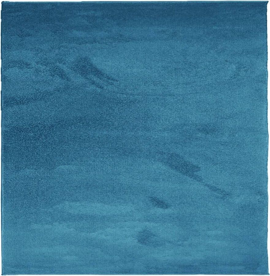 The Living Store OVIEDO Vloerkleed 120 x 120 cm Turquoise Polyester Vloerkleed 12.5 mm Poolhoogte Vloerkleed Turkoois Polyester Zacht Tapijt Woonkamer Kleed