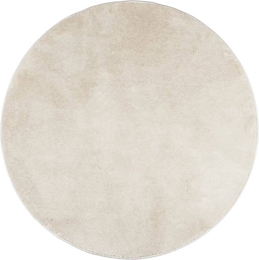 The Living Store OVIEDO Vloerkleed 100 cm Beige Polyester Duurzaam en Superzacht Vloerkleed Tapijt Beige Vloerkleed Ronde Vloerkleed Zacht Vloerkleed