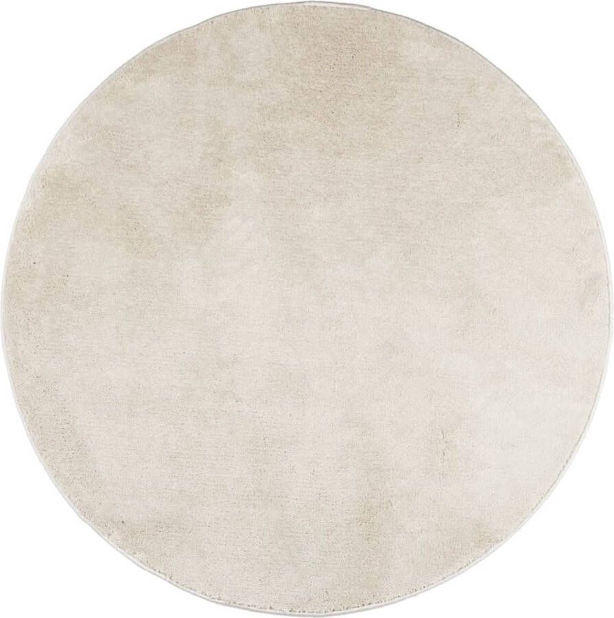 VidaXL -Vloerkleed-OVIEDO-laagpolig-Ø-240-cm-beige