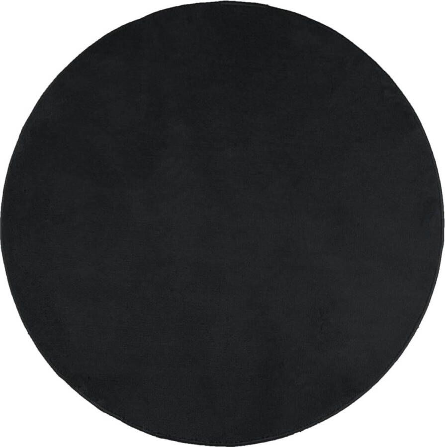 VidaXL -Vloerkleed-OVIEDO-laagpolig-Ø-240-cm-zwart