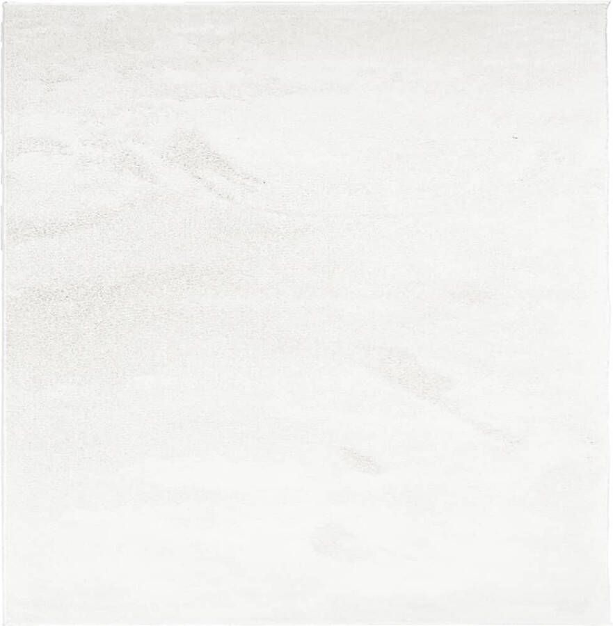 The Living Store OVIEDO Vloerkleed 200 x 200 cm Crème Polyester 100% polyester zachte textuur eenvoudig schoon te maken Vloerkleed Tapijt Kamerdecoratie Livingroom Decoratie Slaapkamer Decoratie