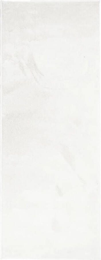 The Living Store OVIEDO Vloerkleed 80 x 200 cm Crème Polyester met 12.5 mm Poolhoogte Vloerkleed Tapijt Kruimelkleur Polyester Lounge