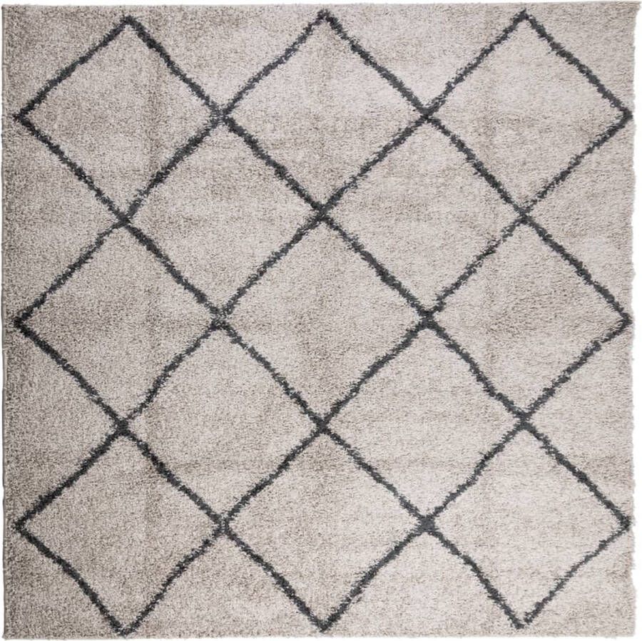 VidaXL -Vloerkleed-PAMPLONA-shaggy-hoogpolig-240x240-cm-beige-antraciet