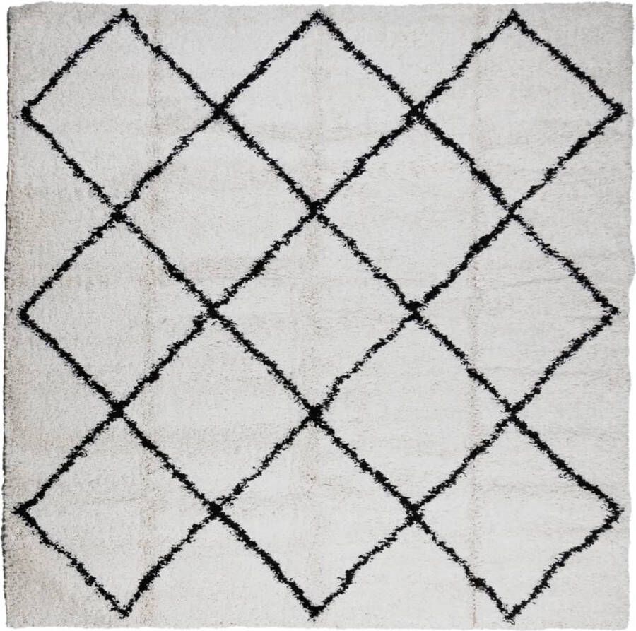 VidaXL Vloerkleed PAMPLONA shaggy hoogpolig 240x240 cm crÃ¨me en zwart