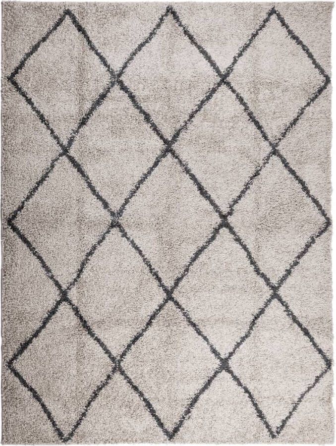 VidaXL -Vloerkleed-PAMPLONA-shaggy-hoogpolig-300x400-cm-beige-antraciet