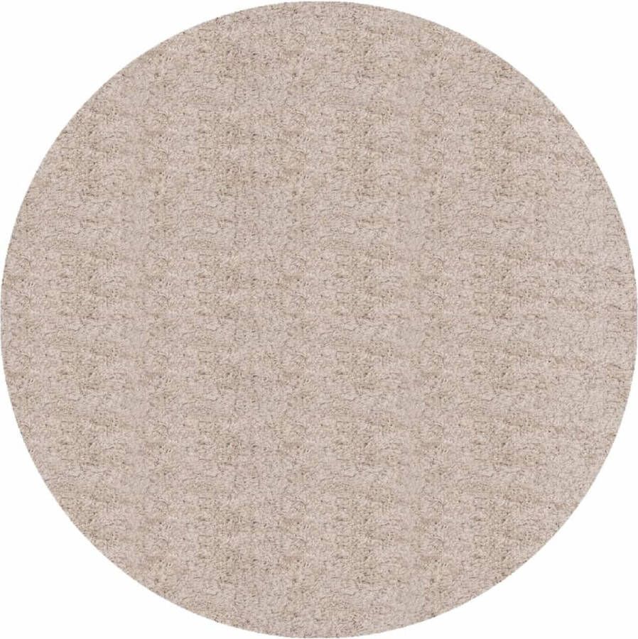 The Living Store Vloerkleed PAMPLONA shaggy hoogpolig modern Ø 100 cm beige Shaggy Vloerkleed Beige Vloerkleed Polypropyleen Vloerkleed Livingroom Vloerkleed Slaapkamer - Foto 3