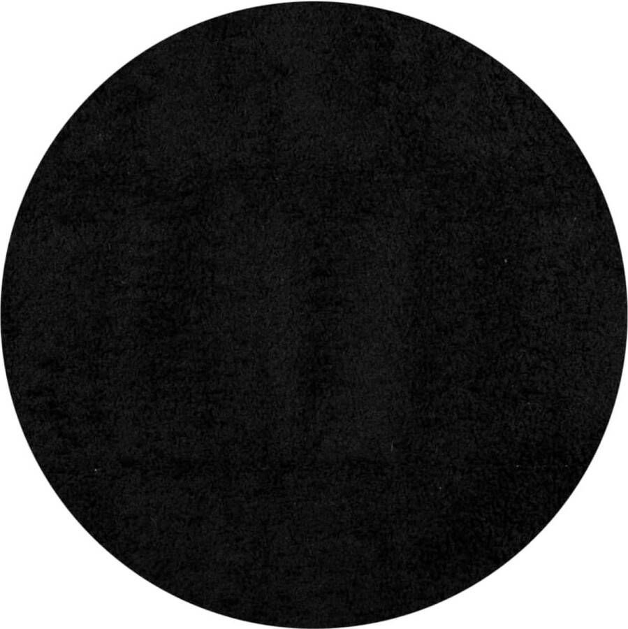 VidaXL Vloerkleed PAMPLONA Hoogpolig 160 cm Zwart Shaggy Vloerkleed Woonkamer Tapijt Zware Vloerkleed Rond Vloerkleed Zwart Vloerkleed