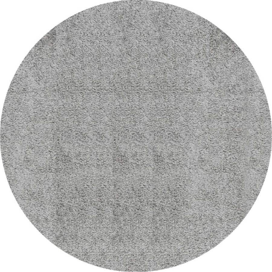 VidaXL Vloerkleed PAMPLONA Hoogpolig 80 cm Grijs Shaggy Vloerkleed Polypropyleen Vloerkleed Grijze Vloerkleed Ronde Vloerkleed 80 Cm