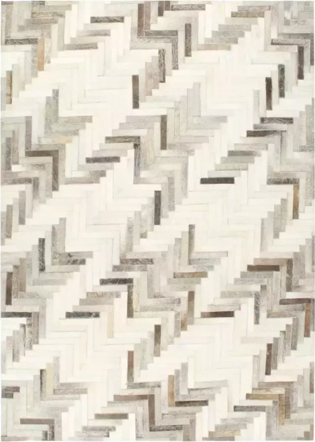VidaXL Vloerkleed patchwork 120x170 cm echt harig leer grijs wit