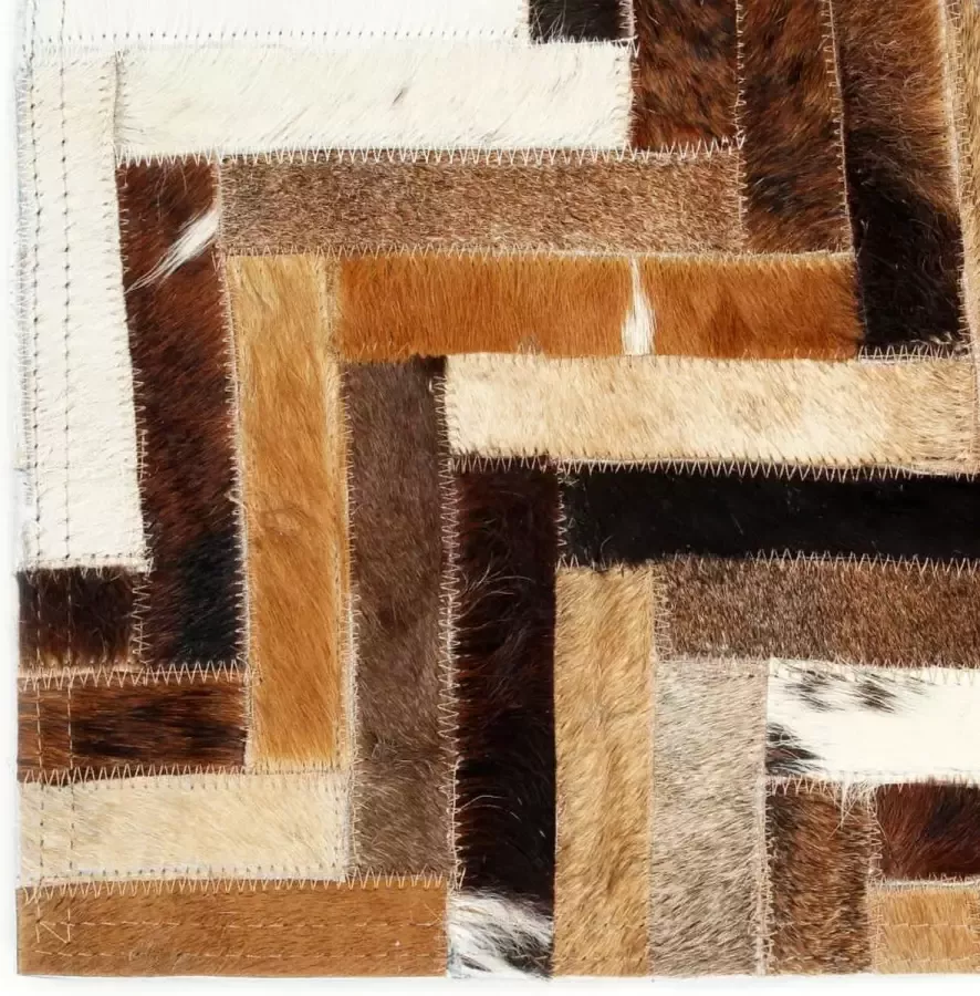 vidaXL Vloerkleed patchwork 80x150 cm echt harig leer bruin wit