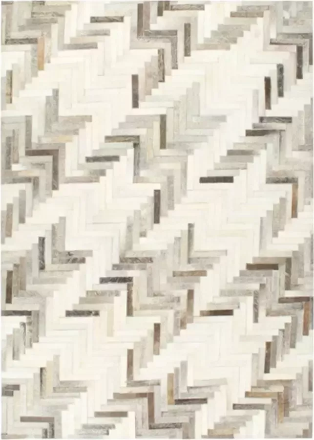 VidaXL Vloerkleed patchwork 80x150 cm echt harig leer grijs wit