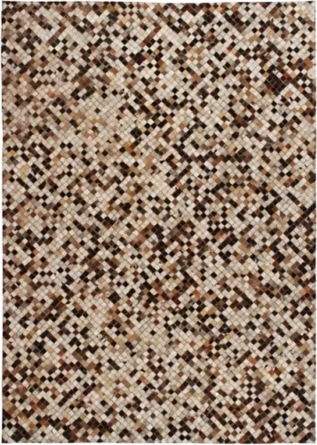 VidaXL Vloerkleed patchwork vierkant 80x150 cm leer vierkant bruin wit