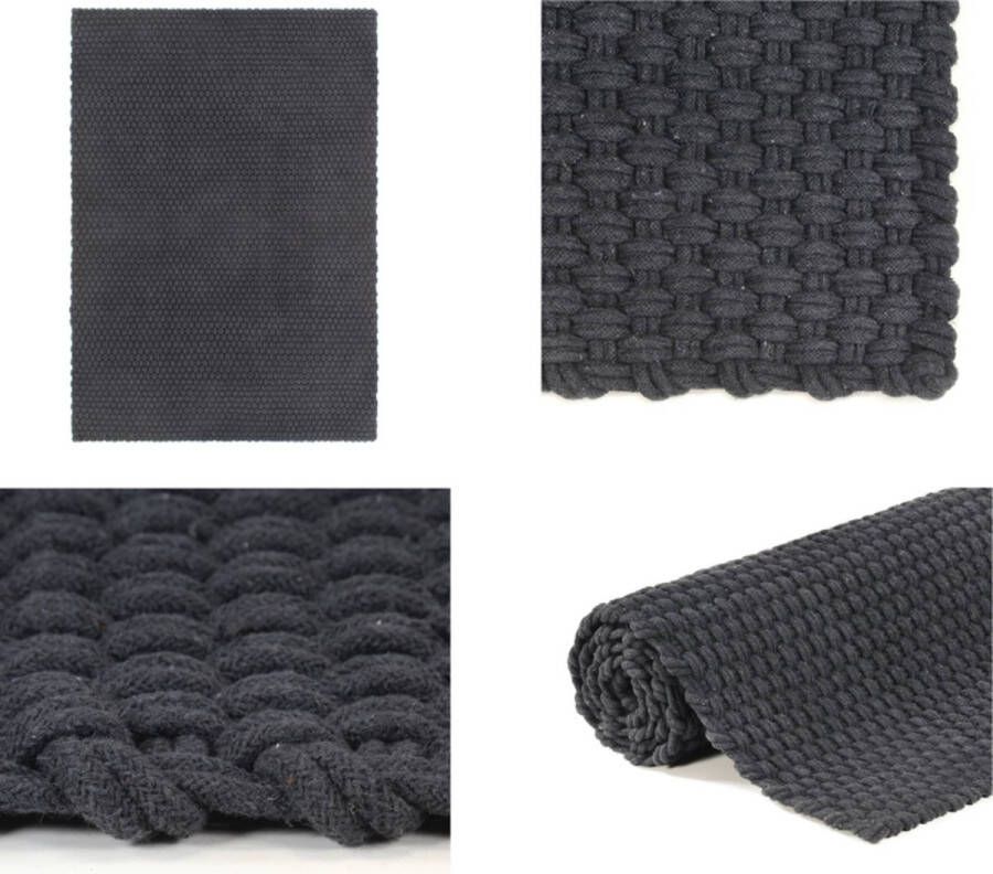 VidaXL Vloerkleed rechthoekig 180x250 cm katoen antracietkleurig Vloerkleed Vloerkleden Kleed Tapijt