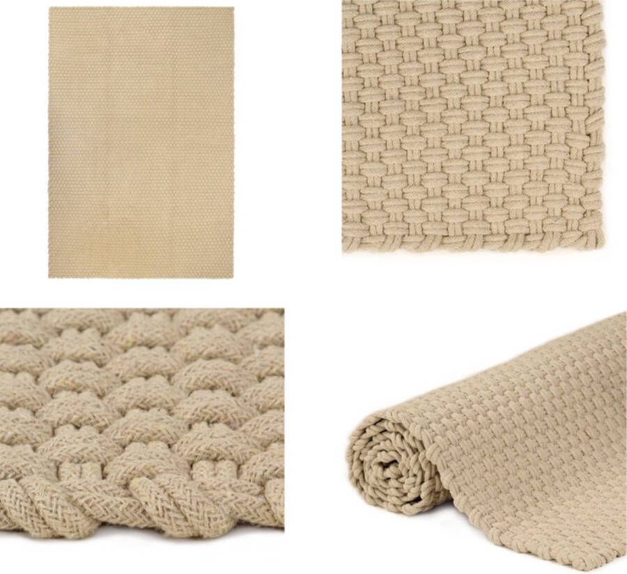 VidaXL Vloerkleed rechthoekig 180x250 cm katoen naturel Vloerkleed Vloerkleden Kleed Tapijt