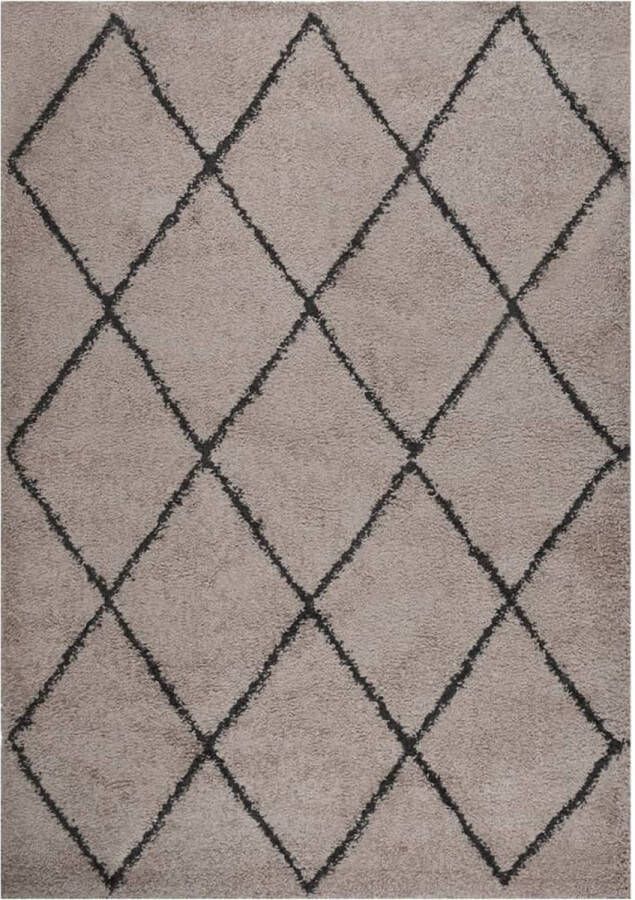 vidaXL -Vloerkleed-shaggy-hoogpolig-120x170-cm-beige-en-antracietkleur