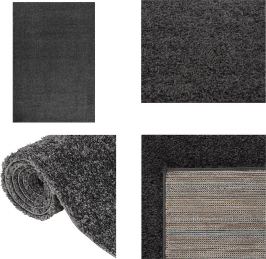 VidaXL Vloerkleed shaggy hoogpolig 160x230 cm antracietkleurig Vloerkleed Vloerkleden Kleed Tapijt