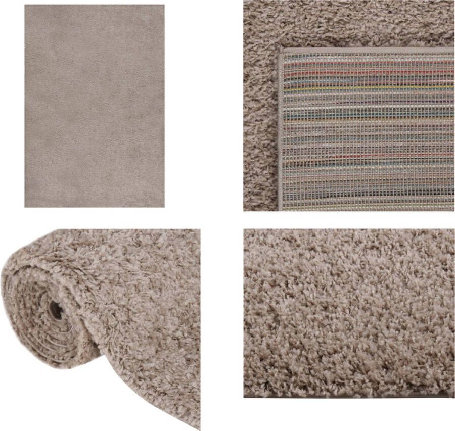 VidaXL Vloerkleed shaggy hoogpolig 160x230 cm beige Vloerkleed Vloerkleden Kleed Tapijt