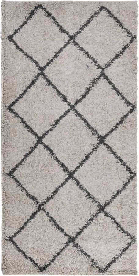 The Living Store Vloerkleed PAMPLONA shaggy hoogpolig 100x200 cm beige antraciet Shaggy Vloerkleed Polypropyleen Vloerkleed 100x200 Cm Beige Vloerkleed Antraciet Vloerkleed - Foto 2