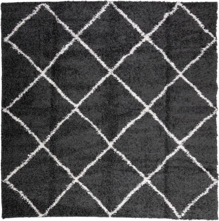 VidaXL Vloerkleed shaggy hoogpolig modern 200x200 cm zwart en crÃ¨me