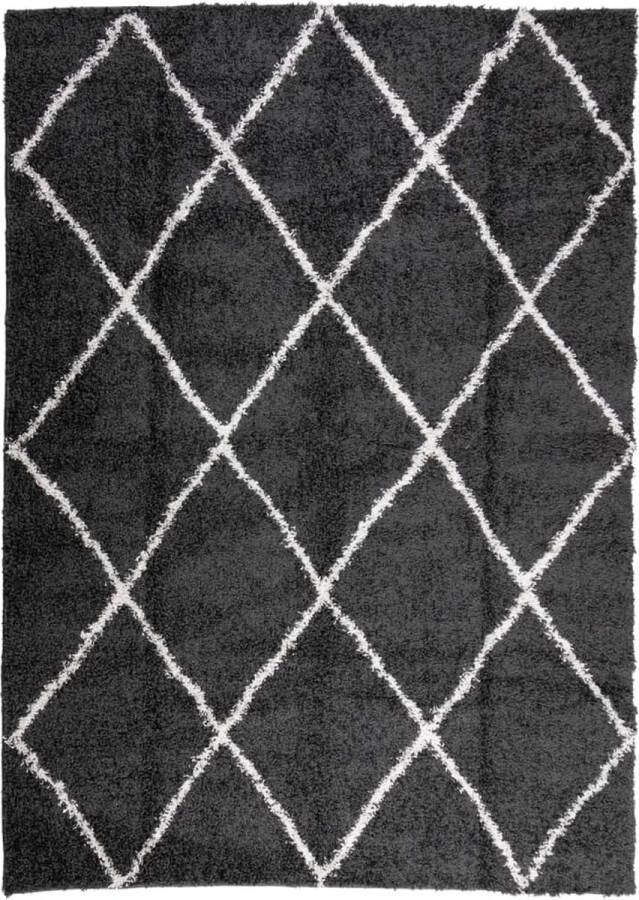 The Living Store Vloerkleed shaggy hoogpolig modern 200x280 cm zwart en crème Shaggy Vloerkleed Zwart Wit Vloerkleed Groot Formaat Zacht Vloerkleed Duurzame Vloerkleed - Foto 3