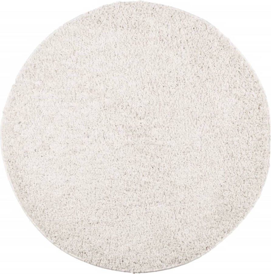The Living Store PAMPLONA Vloerkleed 80 cm Crème Shaggy Polypropeen 100% OEKO-TEX Shaggy Vloerkleed Polypropyleen Vloerkleed Crème Vloerkleed Rond Vloerkleed Woonkamer Tapijt - Foto 2